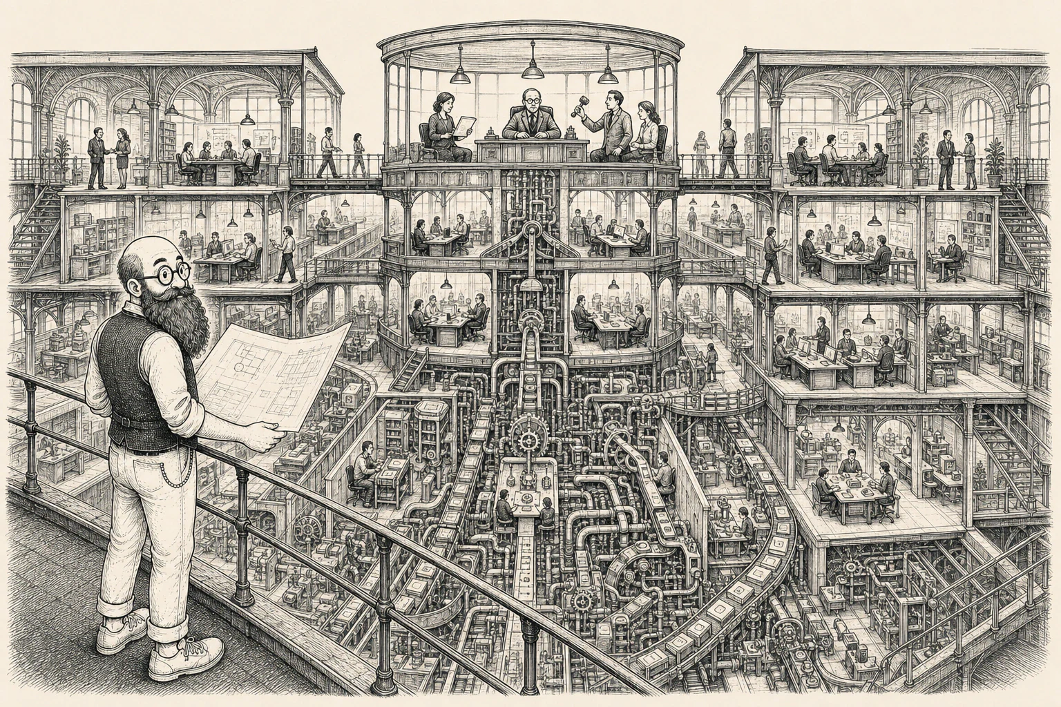 The Nornoet architect viewing a connected business where AI capabilities support roles, departments, and leadership decisions.