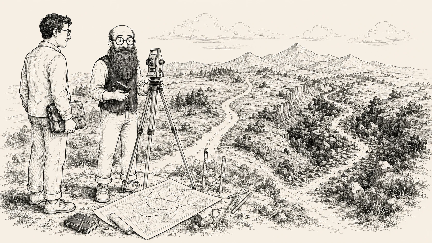 A person considering a signpost pointing toward clarity, direction, and confidence